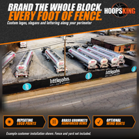 Thumbnail for Aerial view of a black fence screen printed with Littlejohn logos along a roadside fence around a yard of tank trailers