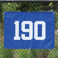 Thumbnail for Outfield distance banner on chain link fence