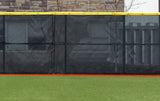 Closeup of outfield windscreen with SafeFoam fence cap