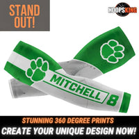 Thumbnail for Green custom arm sleeve with paw logo reading Mitchell 8, stunning 360 degree prints
