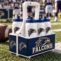 Thumbnail for Illustrative white carrier with matching custom Falcons bottles on a football sideline, with two logos on the visible end. Bottles sold separately.
