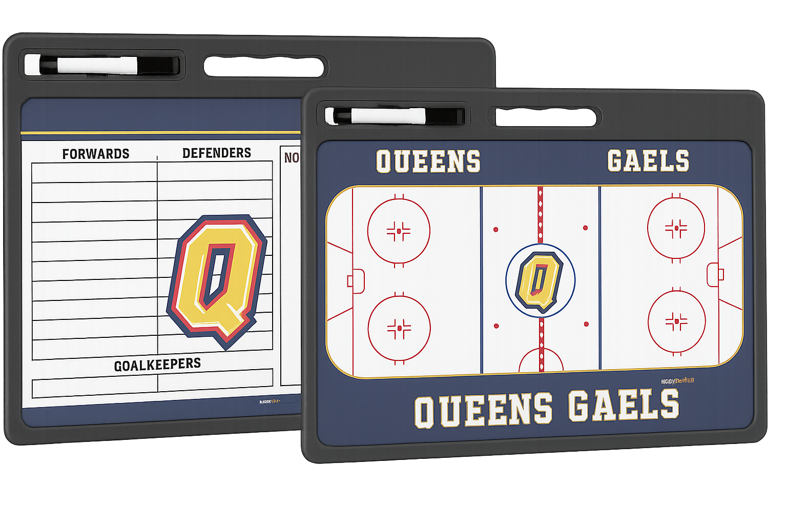 Pizarra blanca personalizada de hockey profesional con mango | 2 caras 