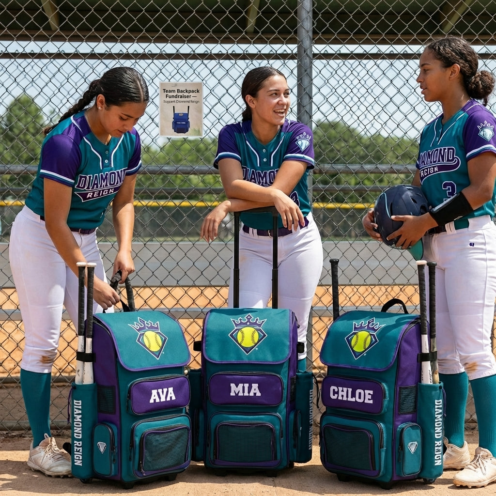 Custom Softball backpacks bats, helmets, shoes