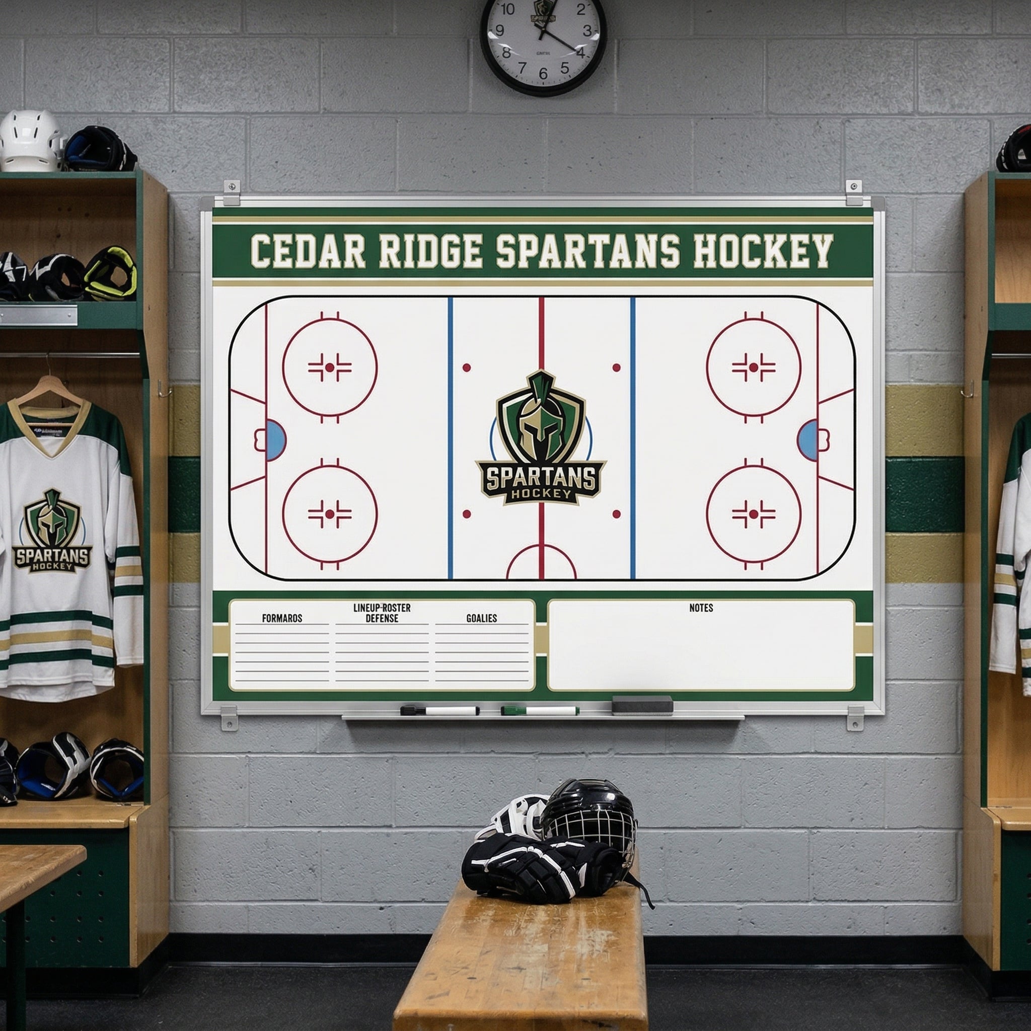 custom hockey wall mounted whiteboard