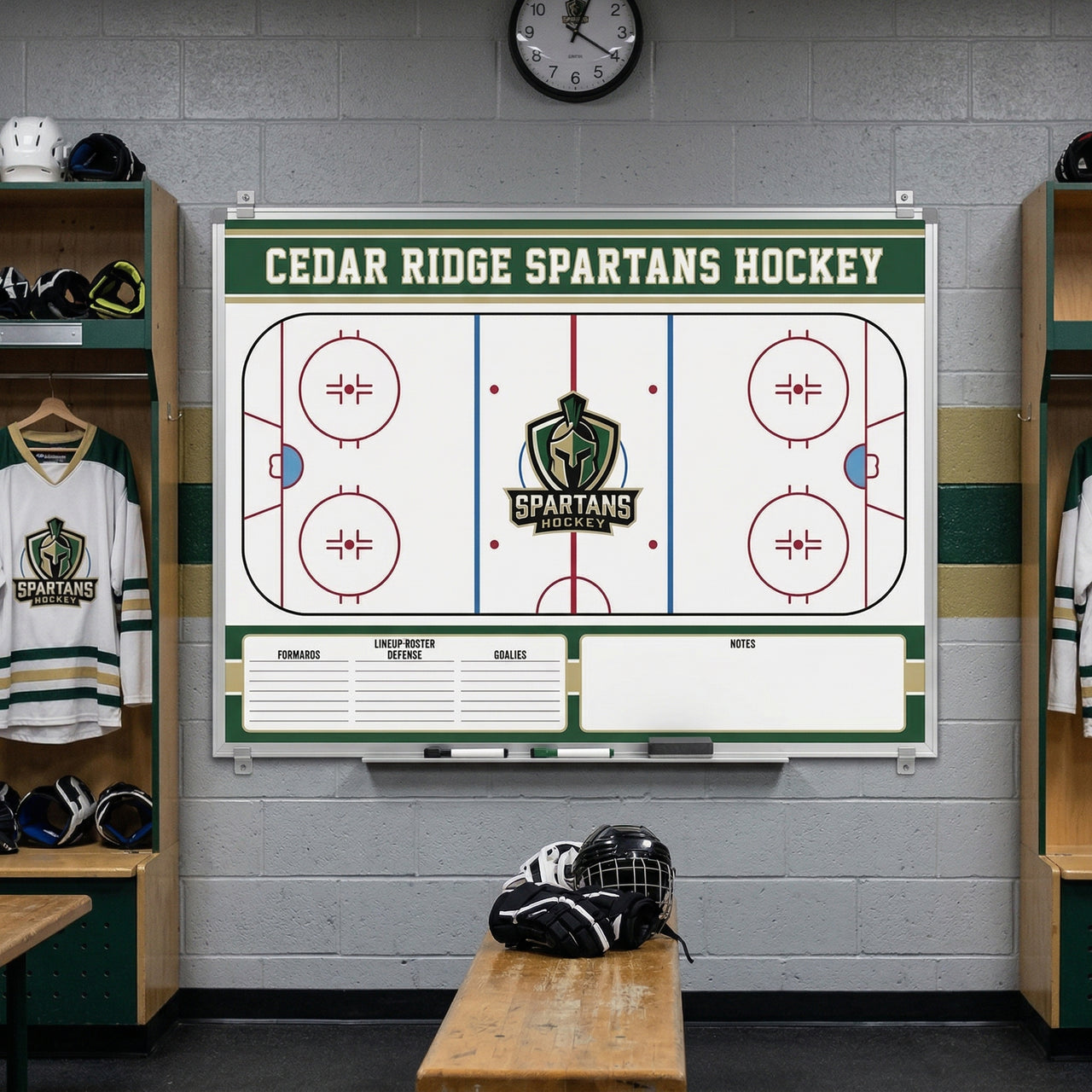custom hockey wall mounted whiteboard