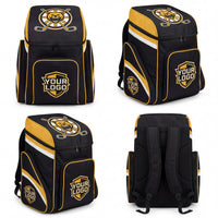 Thumbnail for Black and gold hockey equipment backpack with 