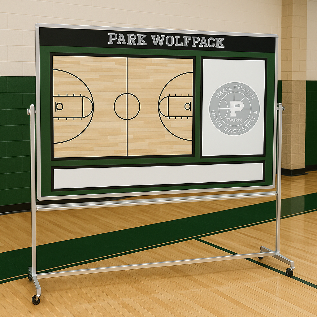 custom rolling mobile dry erase basketball whiteboard wheels