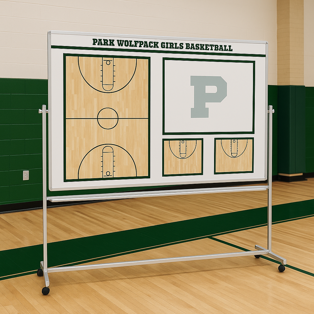 custom rolling mobile dry erase basketball whiteboard wheels