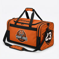 Thumbnail for Orange and black duffle bag with 