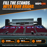 Thumbnail for Red and blue stadium seat covers printed with large Utah Tech lettering across the upper seating sections of a football stadium