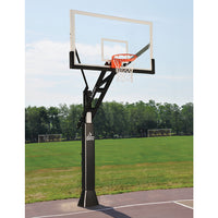 Thumbnail for Basketball System - Titan Adjustable Series (6 in.x 6 in. Pole with 4 ft. Offset) - 72 in. Tempered Glass Backboard, Playground Goal, and Edge/Protector Padding