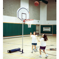 Thumbnail for Basketball - 7 ft.H Elementary Backboard Adapter - (35 in.) Graphite Fan Backboard, Economy Single Rim Goal