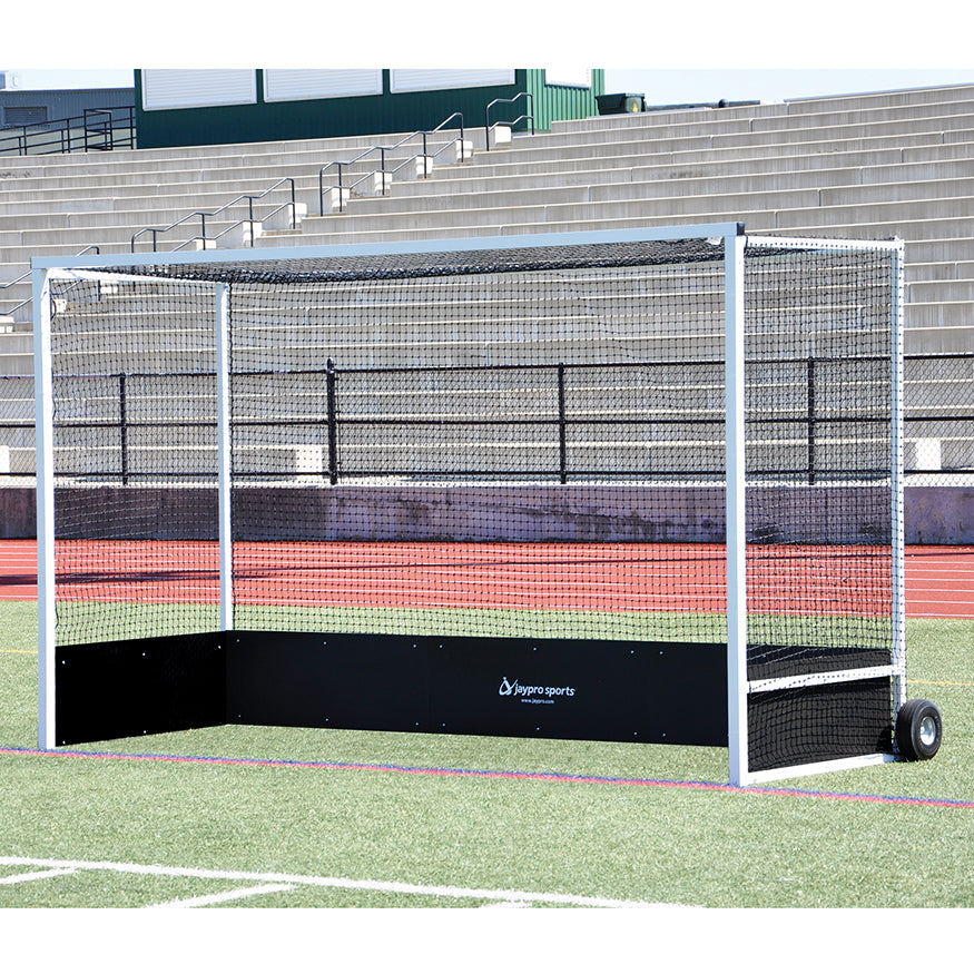 Field Hockey Goal Package (2 in. x 2 in. Square Aluminum with Bottom Boards) - Official (7 ft.H x 12 ft.W x 4 ft.D) - NFHS, NCAA, FIH Compliant