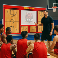 Thumbnail for A coach leading a team meeting on the court with a custom basketball coaching board.