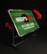 Thumbnail for HoopsKing reversible coaching board demonstrating its double-sided rotating feature on a mobile stand.