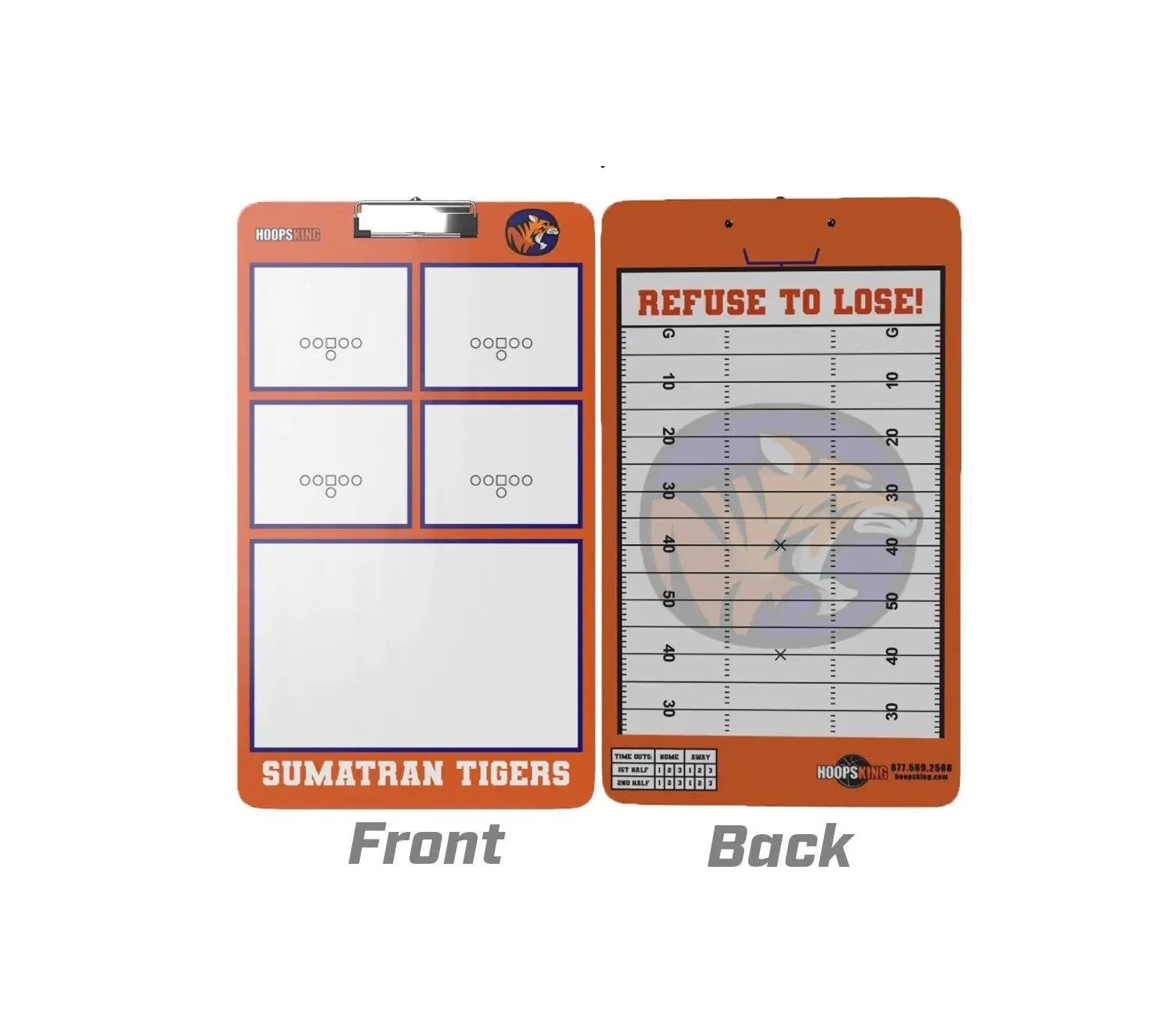 Football coaching whiteboard clipboard with dry erase markers and eraser