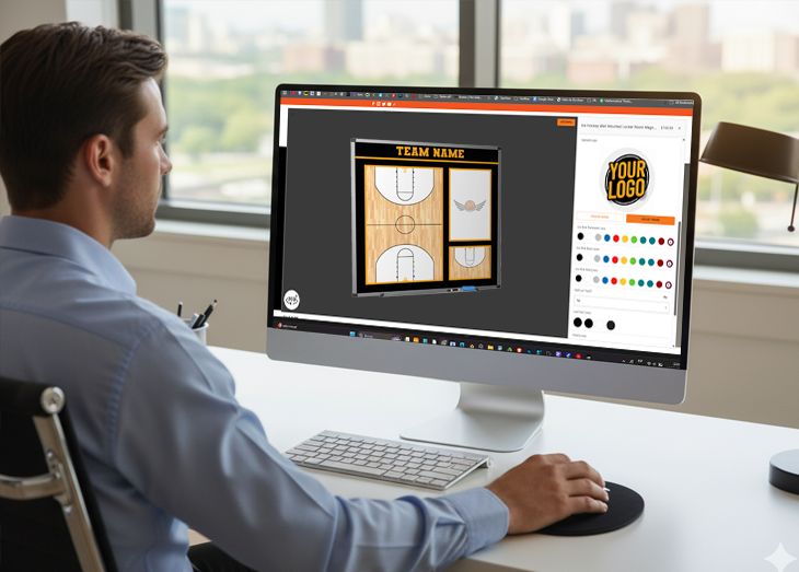 Coach using the custom dry-erase 3D design tool