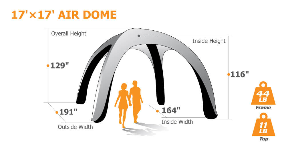 Custom Inflatable Canopy Tent or Air Dome | Fills in 5 Minutes