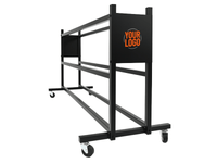 Thumbnail for Black metal ball rack on wheels with 