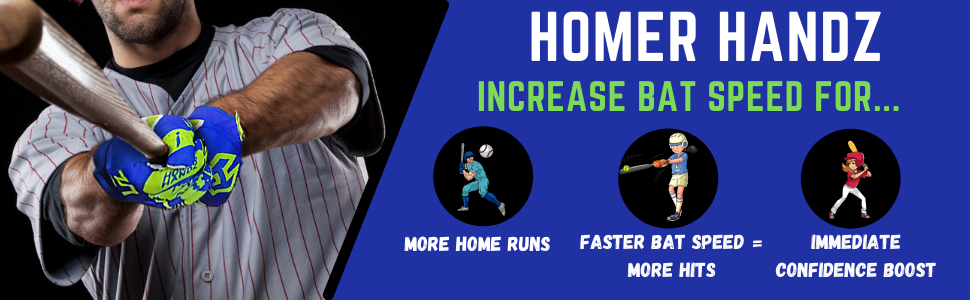 Weighted batting gloves for enhanced baseball practice, Homer Handz brand