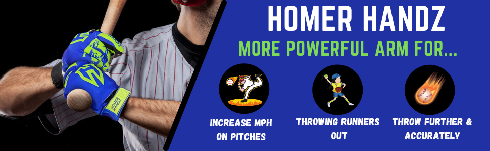 Athlete wearing Homer Handz gloves for baseball power training