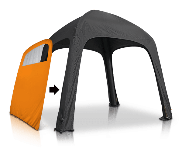 Event-ready air tent with customizable wall options