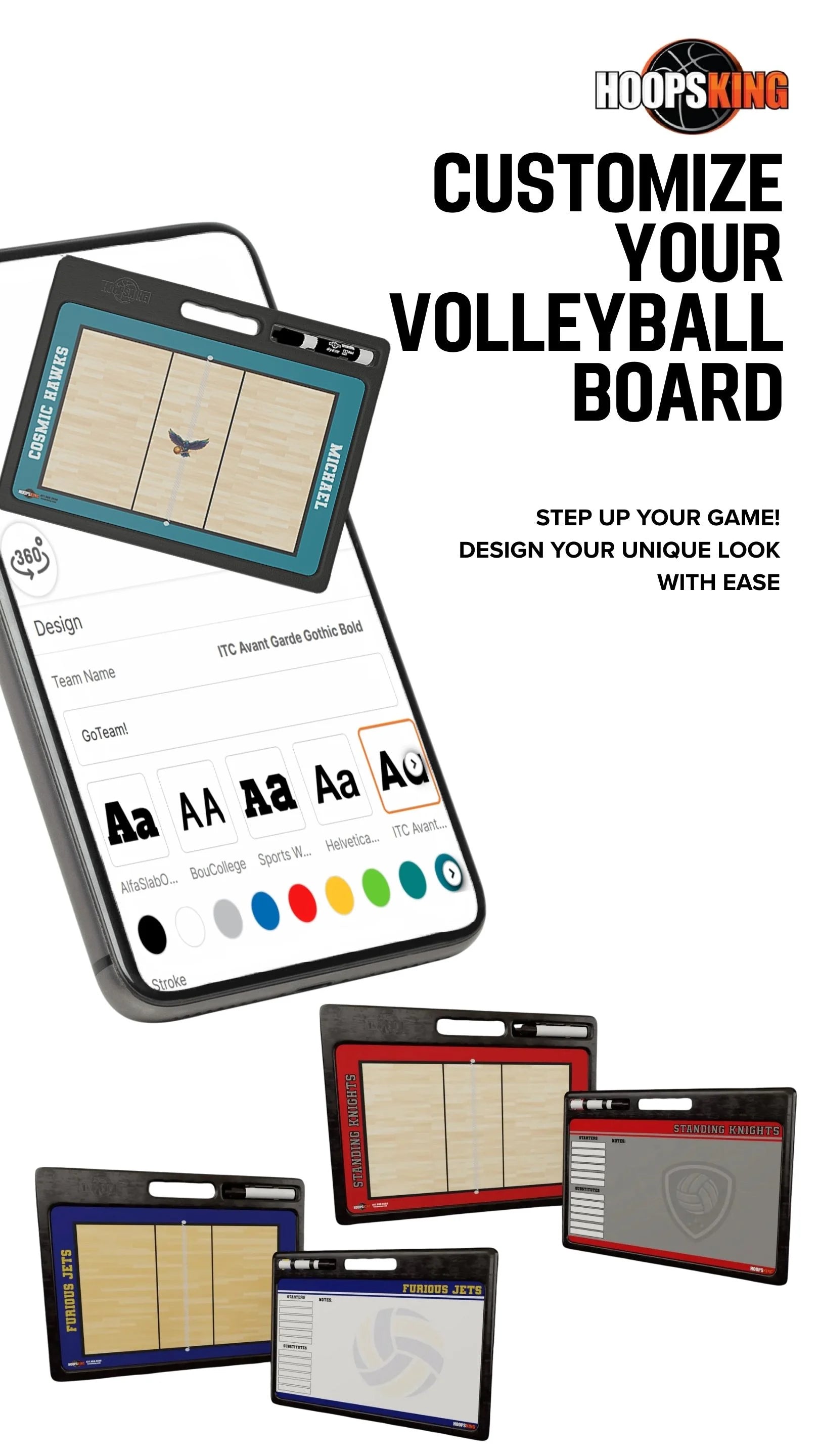 Custom Pro Volleyball Coaching Whiteboard with Handle – Double Sided Dry Erase