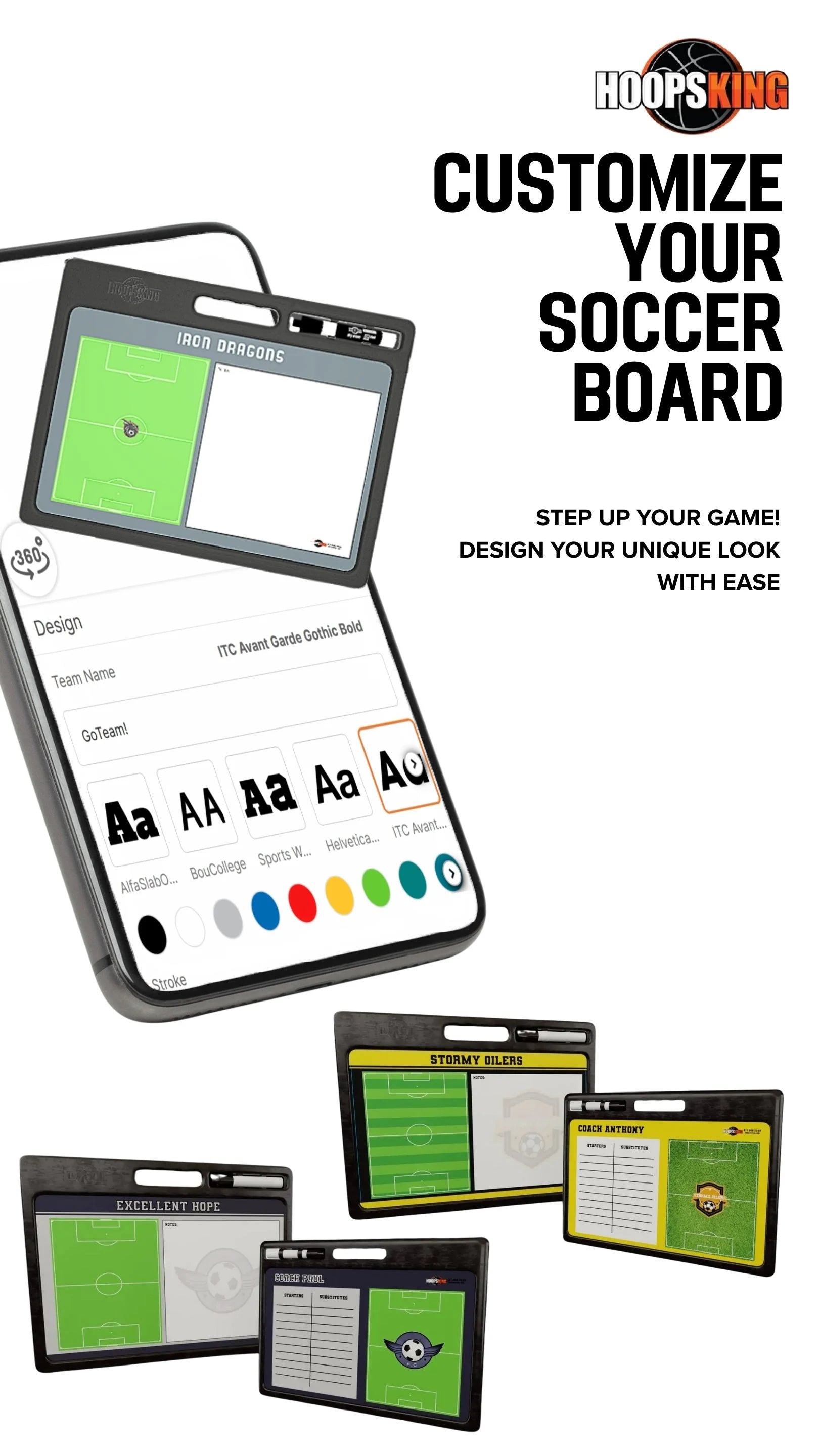 Custom Pro Soccer Coaching Whiteboard with Handle – Double Sided Dry Erase
