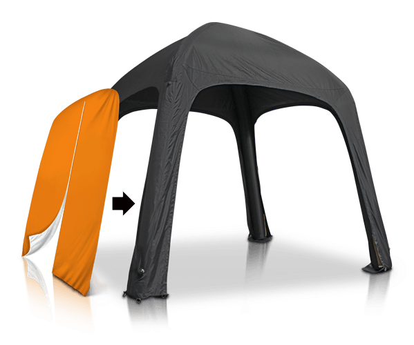 10x10 branded inflatable air tent at trade show