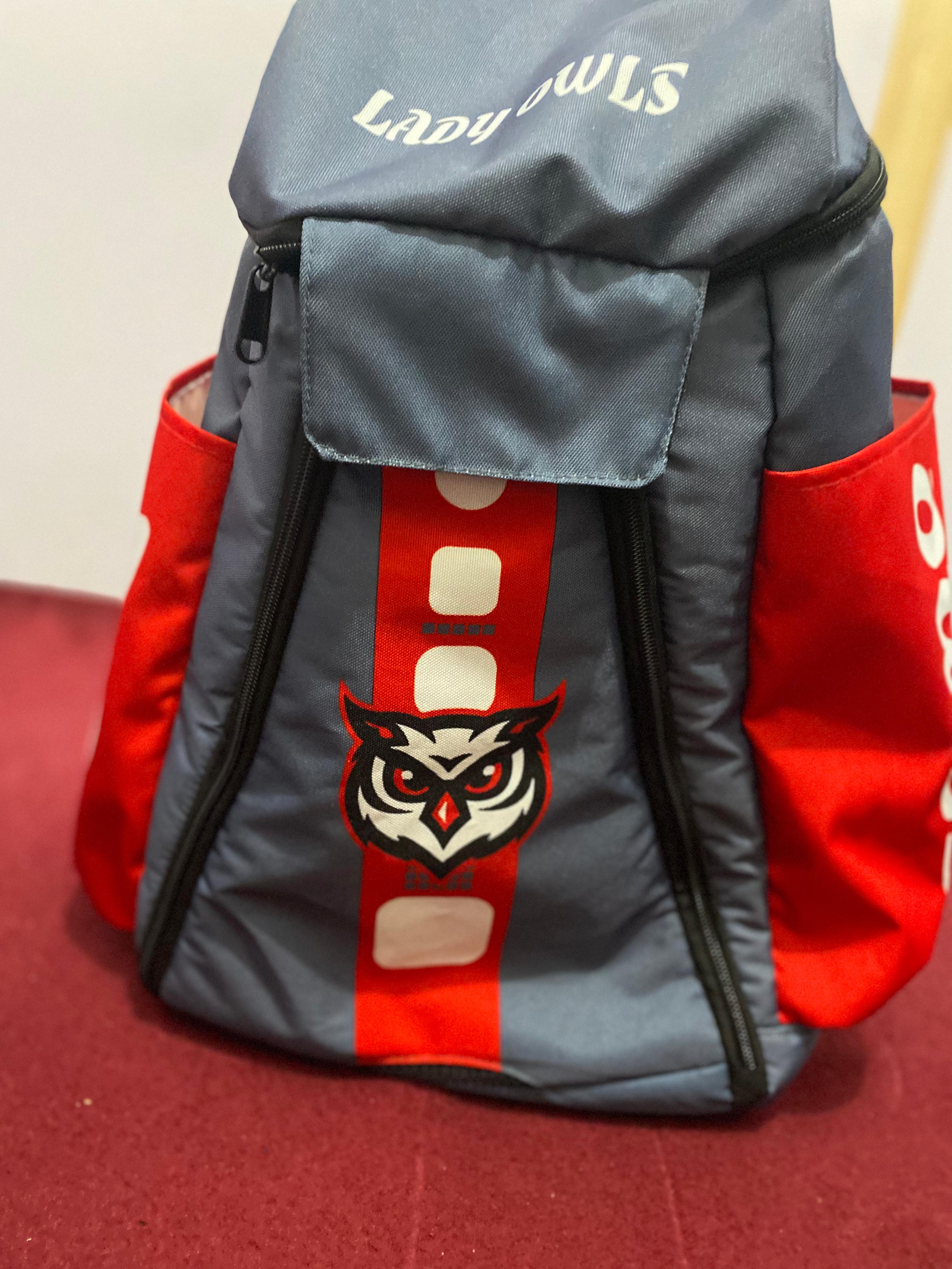 Fully customized backpack with team branding and sublimation