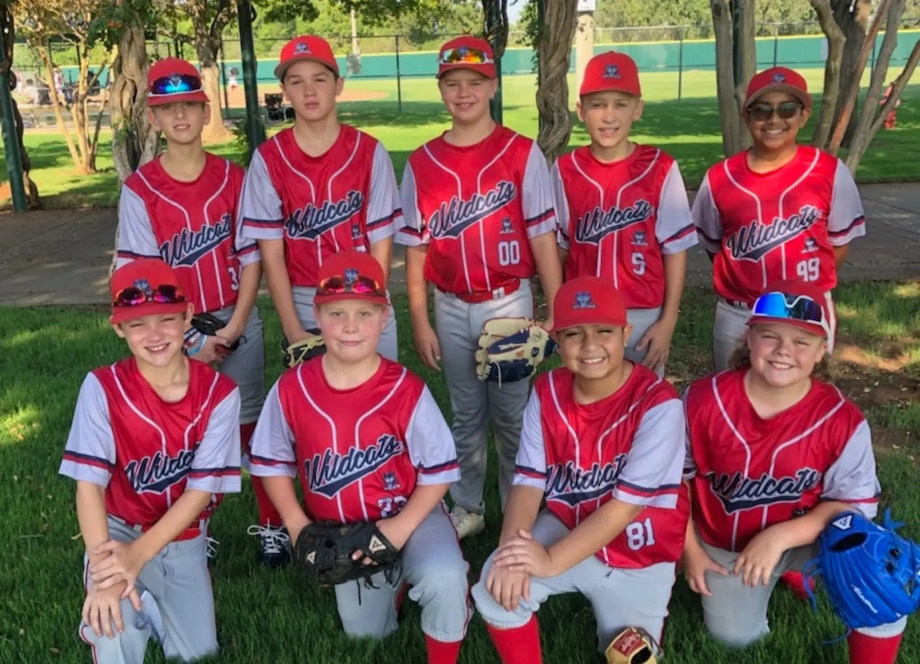 high school baseball team in sublimated uniforms