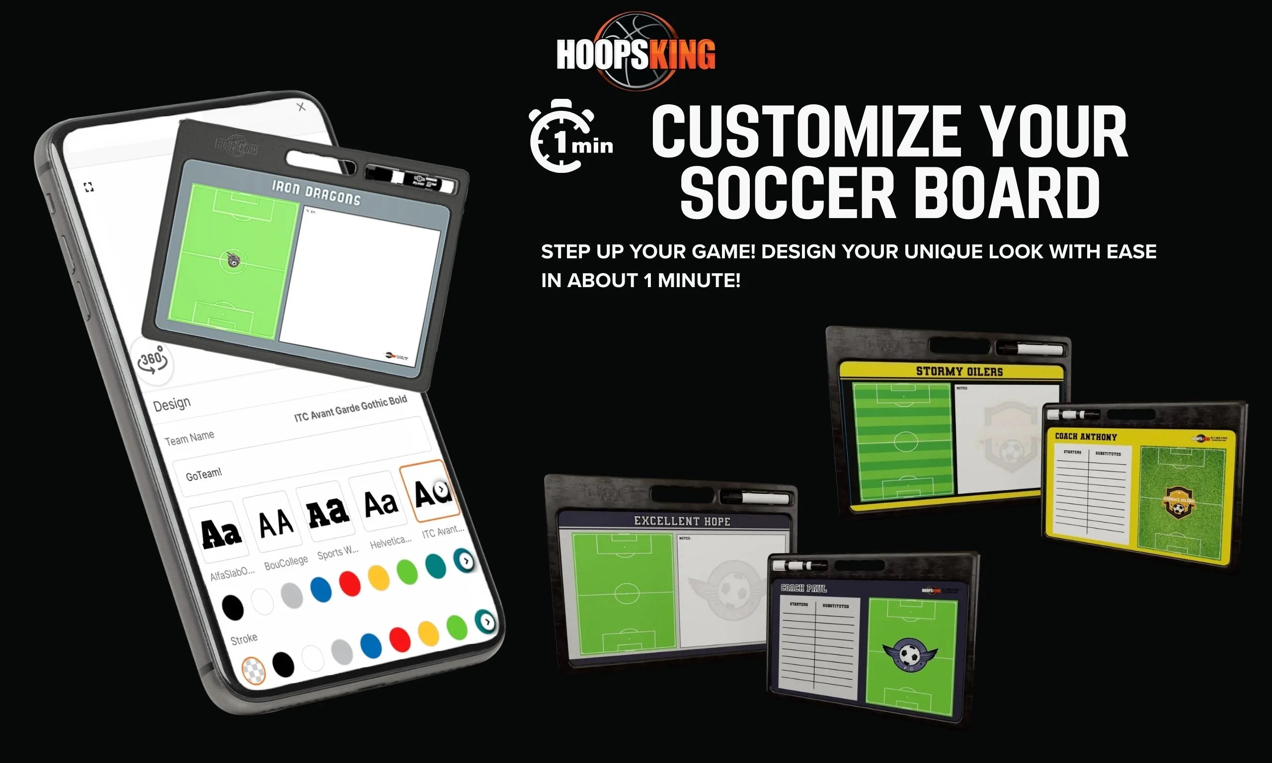 Custom Pro Soccer Coaching Whiteboard with Handle – Double Sided Dry Erase