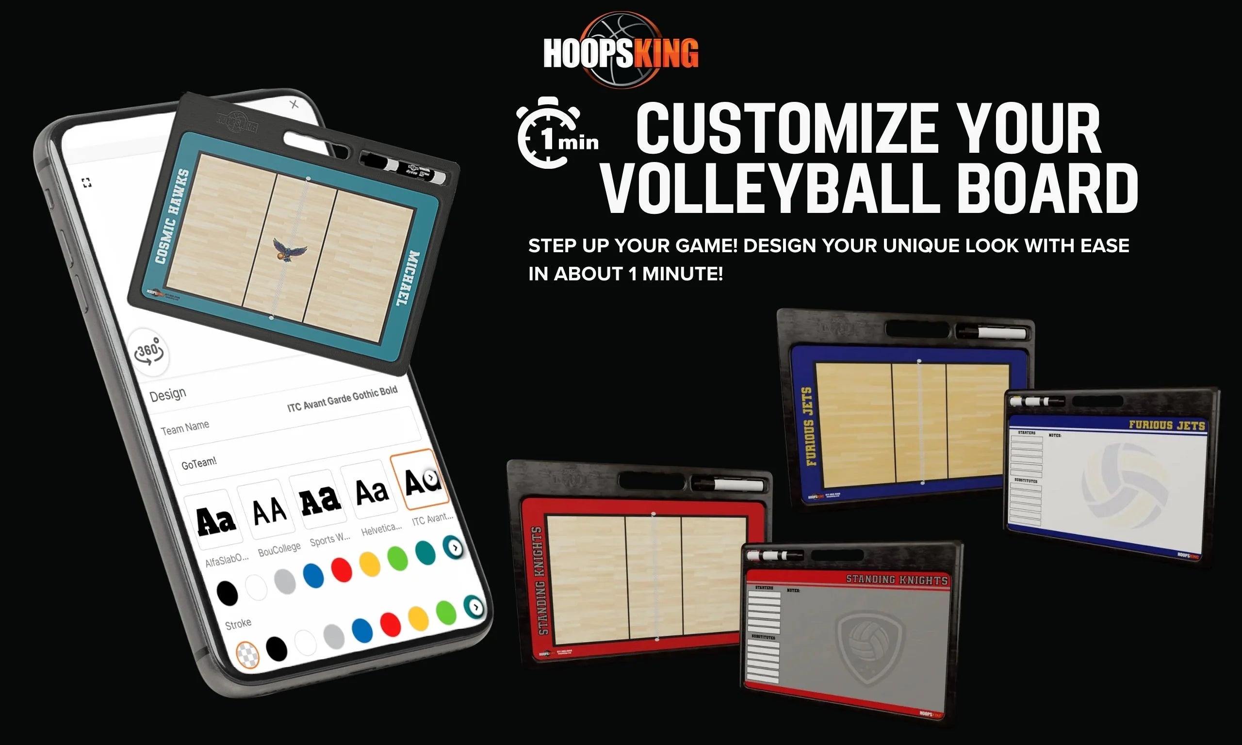 Custom Pro Volleyball Coaching Whiteboard with Handle – Double Sided Dry Erase
