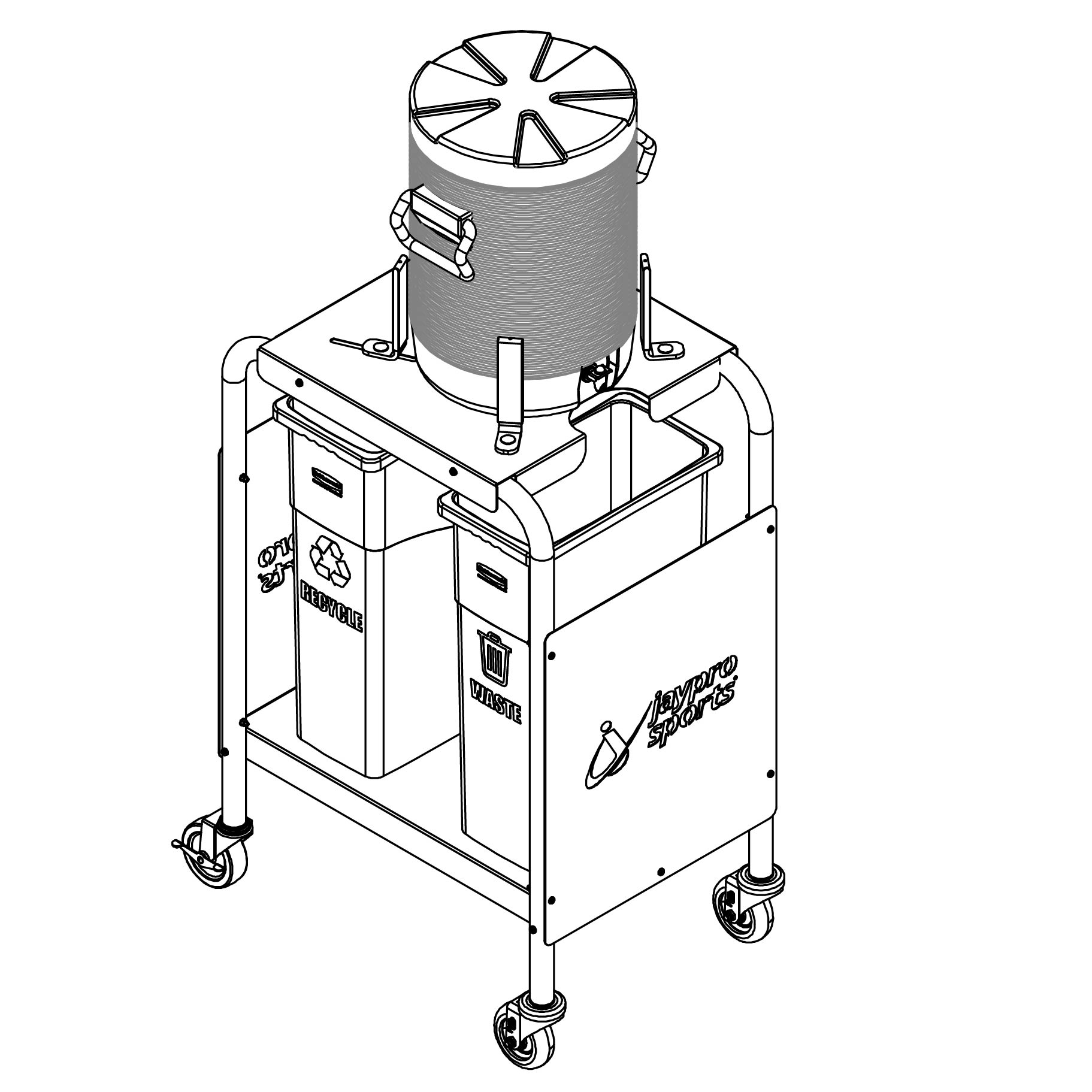Custom Gym Court/Side Line Hydration Cart | Holds Up to 10 Gallon Cooler