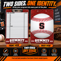 Thumbnail for Custom Baseball / Softball clipboard coaching board: Baseball / Softball clipboard sample face with varied team colors and source-informed sport diagrams or writing areas. Generic AI sample illustration. Final artwork follows the selected product designer.