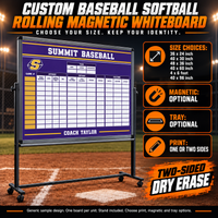Thumbnail for Custom Baseball / Softball mobile coaching board: Baseball / Softball mobile sample face with varied team colors and source-informed sport diagrams or writing areas. Generic AI sample illustration. Final artwork follows the selected product designer.