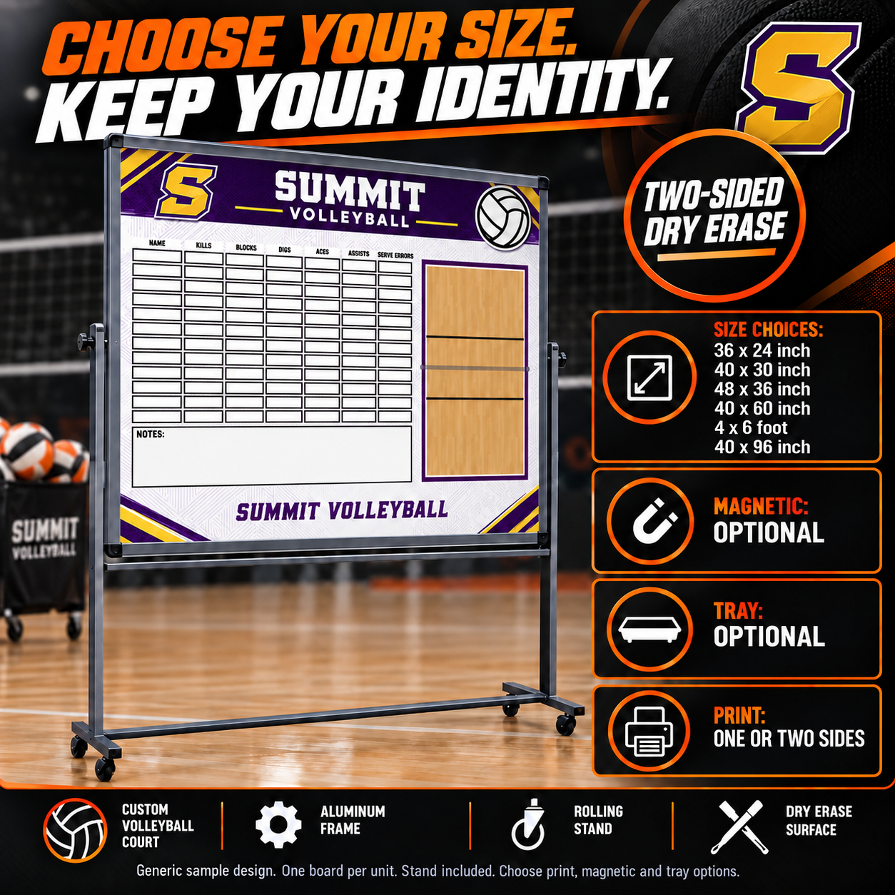 Custom Volleyball mobile coaching board: Volleyball mobile sample face with varied team colors and source-informed sport diagrams or writing areas. Generic AI sample illustration. Final artwork follows the selected product designer.