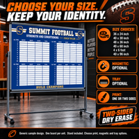 Thumbnail for Custom Football mobile coaching board: Football mobile sample face with varied team colors and source-informed sport diagrams or writing areas. Generic AI sample illustration. Final artwork follows the selected product designer.