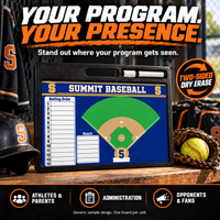 Thumbnail for Custom Baseball / Softball pro-handle coaching board: Baseball / Softball pro-handle sample face with varied team colors and source-informed sport diagrams or writing areas. Generic AI sample illustration. Final artwork follows the selected product designer.
