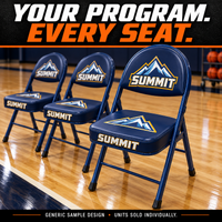 Thumbnail for 3 UP premium chairs: program identity in matching custom seating. AI illustration with a generic sample design; each chair is a separate unit.