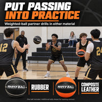 Thumbnail for Players practice partner passing with rubber and composite weighted basketballs