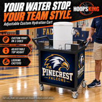 Thumbnail for Pinecrest Falcons adjustable hydration cart with a separate white cylindrical drink cooler on top.