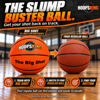 Thumbnail for Big Shot Slump Buster Ball: practice with the oversized 33-inch circumference ball, switch to your regular basketball, and rebuild shooting rhythm; one Big Shot included