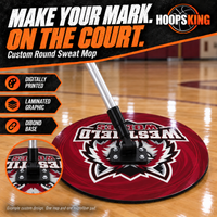 Thumbnail for Burgundy Westfield Wolves custom round mop showing its printed laminated Dibond base and pivot mount.