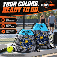 Thumbnail for Lightweight custom drawstring bags use full sublimation for team colors, logos and names. Example team design: Lakeview Pickleball Club.
