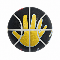 Thumbnail for HoopsKing Hands On Shooter composite basketball with yellow left-handed shooting guides on white
