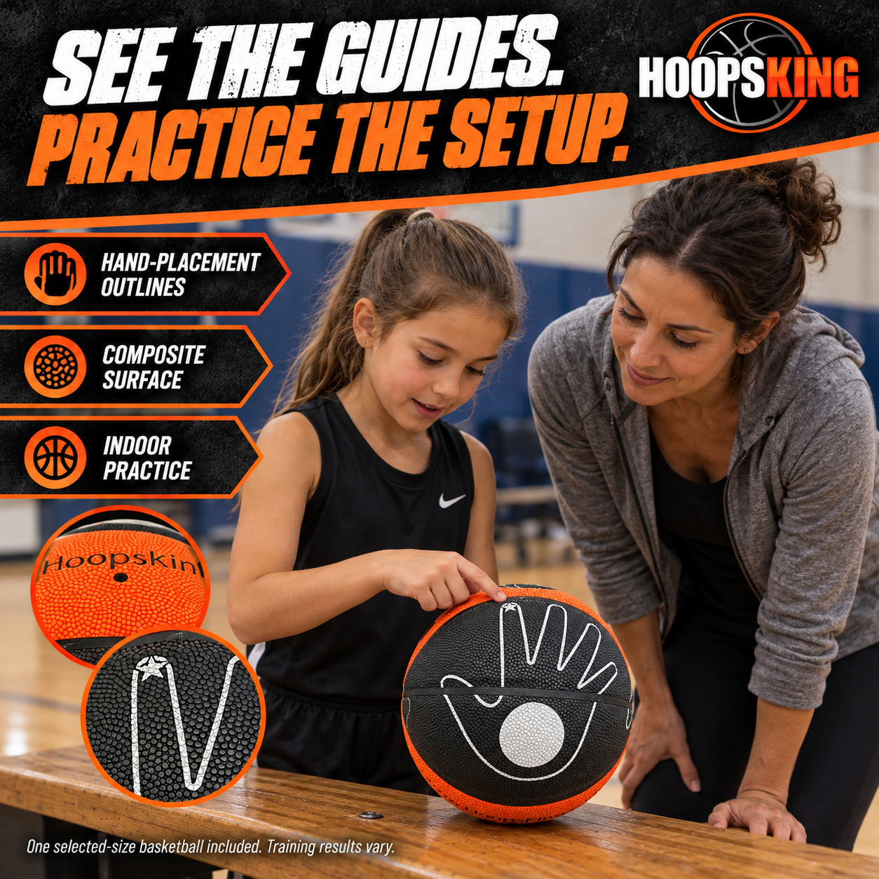 A child and parent examine the indoor Hands On Shooter's printed hand guides before practice.