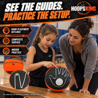 Thumbnail for A child and parent examine the indoor Hands On Shooter's printed hand guides before practice.