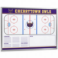 Thumbnail for Cherrytown Owls custom hockey locker room whiteboard with aluminum frame, full-rink diagram, lineup rows and notes area.