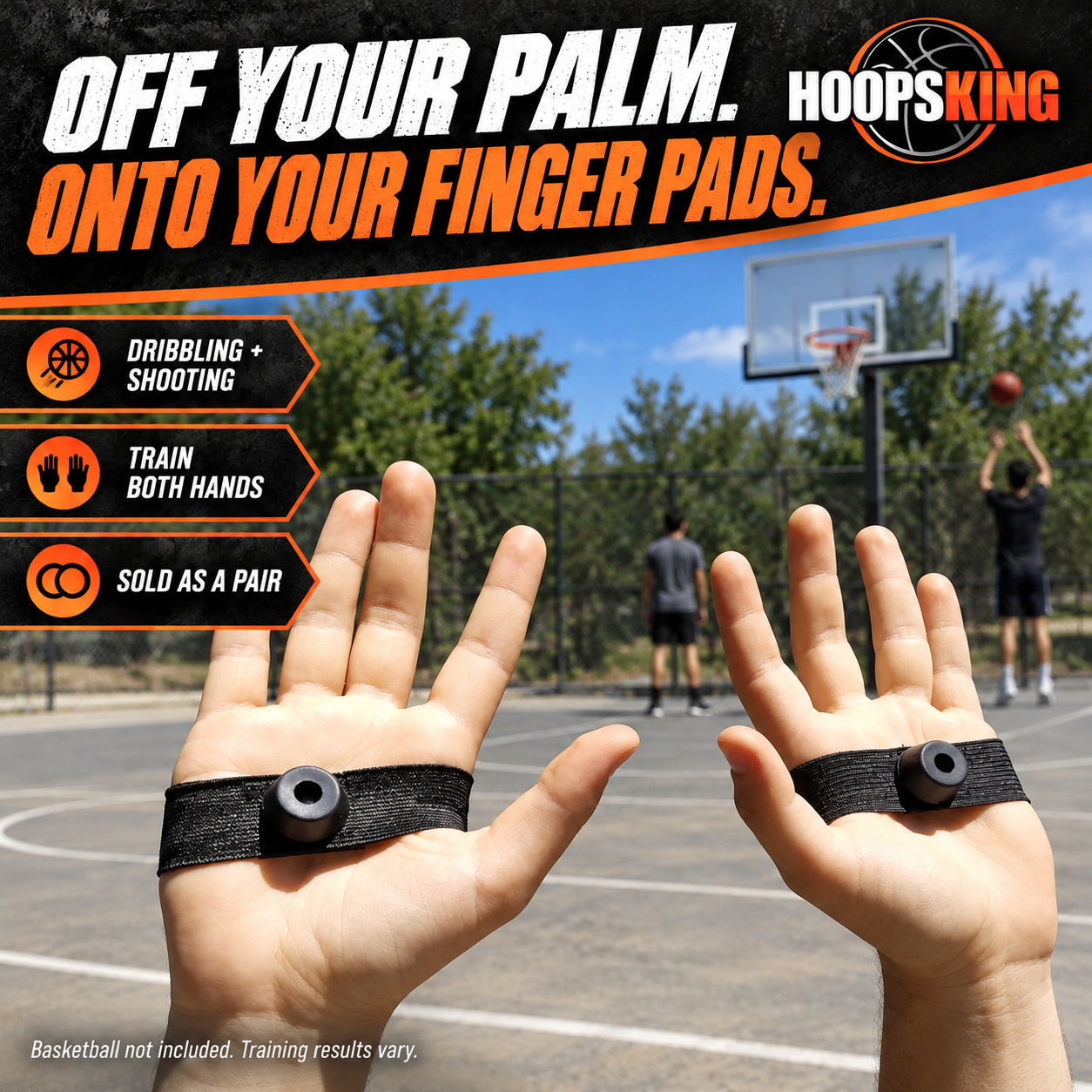 No Palm aids come as a pair and provide feedback to encourage finger-pad control during dribbling and shooting.